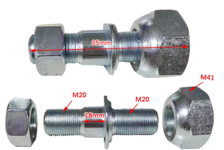 PRISIONEIRO COM PORCAS RODA DIANTEIRA HELI, BAOLI, MAXIMAL 3.0-3.5 TONELADAS (COMPATÍVEL 25303-02102)