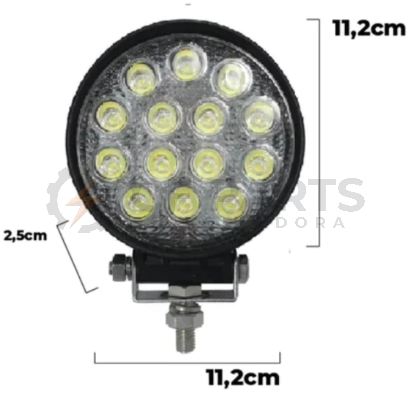FAROL LED REDONDO 16 LEDS - 42W (22X85X85MM) UNIVERSAL